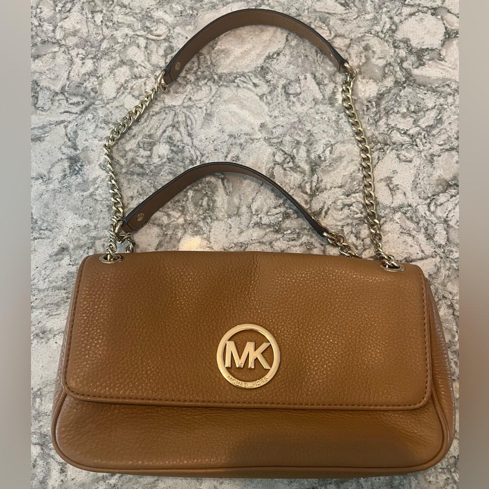Michael Kors Brown and Gold Leather Purse
